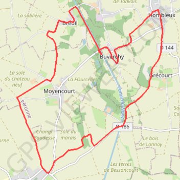 Trace GPS Circuit de la Croix Saint-Claude - Hombleux, itinéraire, parcours