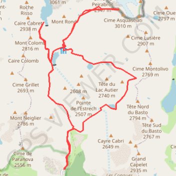 Trace GPS Lac Autier - Mont Clapier, itinéraire, parcours