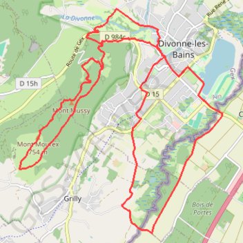 Trace GPS Mont Mussy et Pont de Grilly, itinéraire, parcours