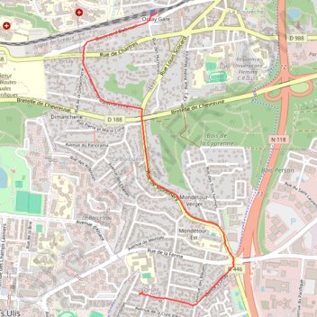 Trace GPS Mondétour - Gare d'Orsay-Ville, itinéraire, parcours