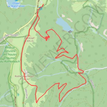 Trace GPS Rainkopf, Bateriekopf et Rothenbachkopf, itinéraire, parcours