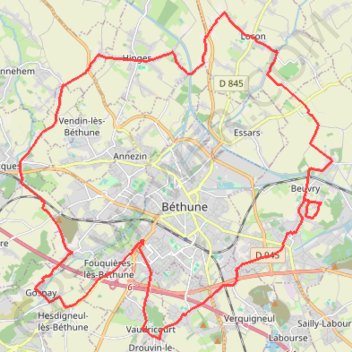 Trace GPS Autour du beffroi de Béthune - Beuvry, itinéraire, parcours