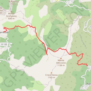 Trace GPS Chemin de Lumière Pietracorbara-Barrettali, itinéraire, parcours