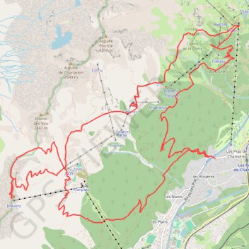 Trace GPS Chamonix les Praz - La flegere - Charlanon - le brevent - les Praz, itinéraire, parcours
