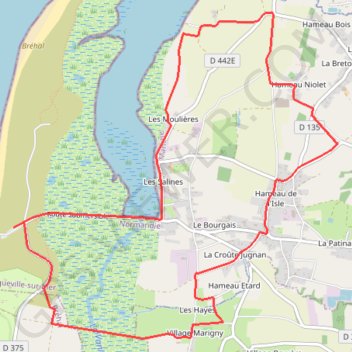 Trace GPS Le Havre de la Vanlée - Bricqueville-sur-Mer, itinéraire, parcours