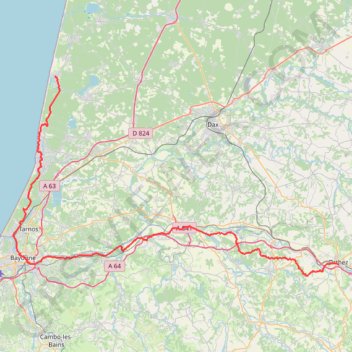 Trace GPS Artix - Vieux-Boucau, itinéraire, parcours