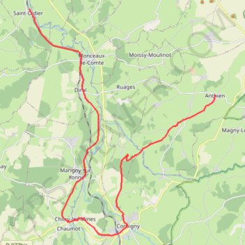 Trace GPS Boucle en pays Vézelien (Saint-Didier - Anthien), itinéraire, parcours