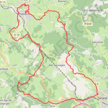 Trace GPS 18 - Amplepuis - Tarare, itinéraire, parcours
