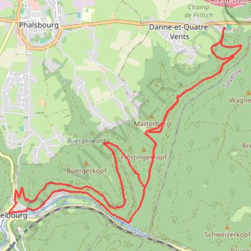 Trace GPS Entre Danne-et-Quatre-Vents et Lutzelbourg, itinéraire, parcours