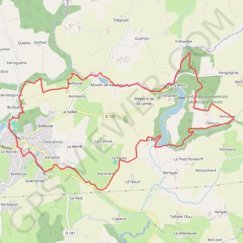 Trace GPS Bignan - Kerguehennec, itinéraire, parcours