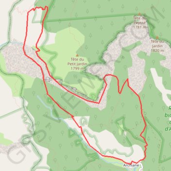 Trace GPS Rocher d'Archiane, itinéraire, parcours
