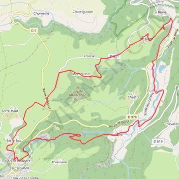 Trace GPS Saint-Pierre-Colamine - Fraisse - Chiloza, itinéraire, parcours