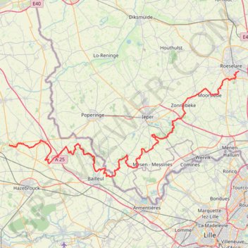 Trace GPS Cassel - Roeselare, itinéraire, parcours