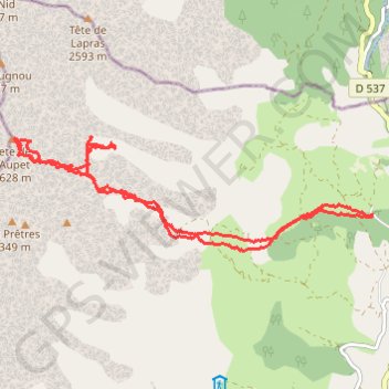 Trace GPS Tête de l'Aupet par le vallon des Narittes, itinéraire, parcours