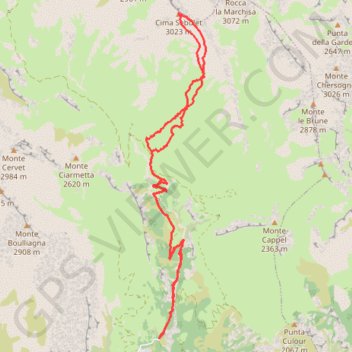 Trace GPS Cima Sebolet, itinéraire, parcours