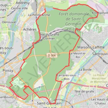 Trace GPS Tour de la forêt de Saint-Germain-en-Laye, itinéraire, parcours