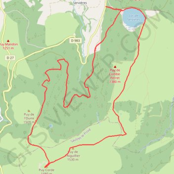 Trace GPS Lac Servières - Ouire - Corde - Aiguiller, itinéraire, parcours