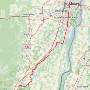 Trace GPS 1.Strasbourg-Sélestat, itinéraire, parcours