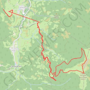 Trace GPS Moléon Barrousse Esbareich Cap de Pouy de Hourmigué, itinéraire, parcours