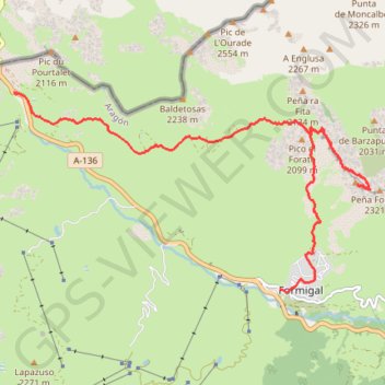 Trace GPS Pena Foratata occidental, itinéraire, parcours