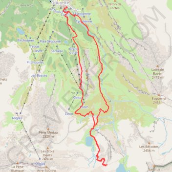 Trace GPS Le lac d'Anglas en circuit - Gourette, itinéraire, parcours