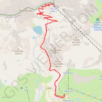 Trace GPS Le pic du Midi-de-Bigorre, itinéraire, parcours