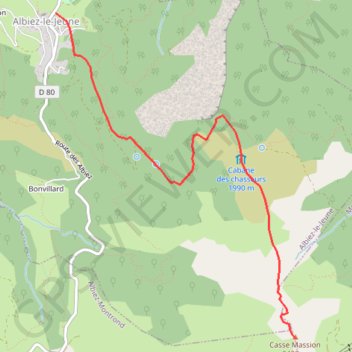Trace GPS Casse Massion depuis Albiez-le-jeune, itinéraire, parcours