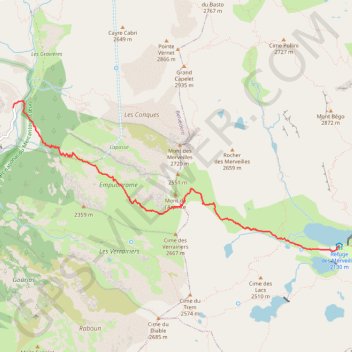 Trace GPS Refuge des Merveilles - Pont du Countet, itinéraire, parcours
