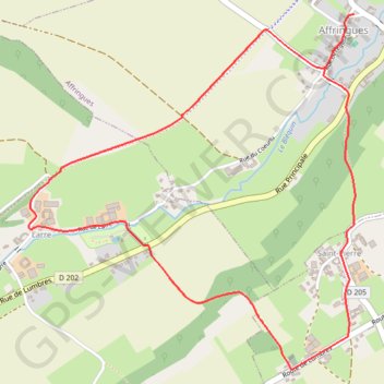 Trace GPS Sentier du Grand Camp de Coeurlu - Affringues, itinéraire, parcours