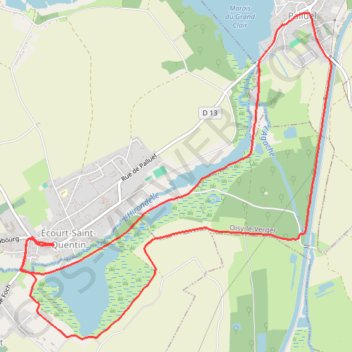 Trace GPS Les marais autour d'Écourt-Saint-Quentin, itinéraire, parcours