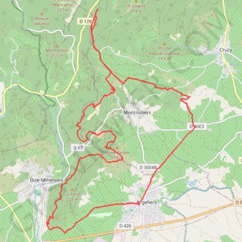Trace GPS Le Pech de Bize - Argeliers, itinéraire, parcours