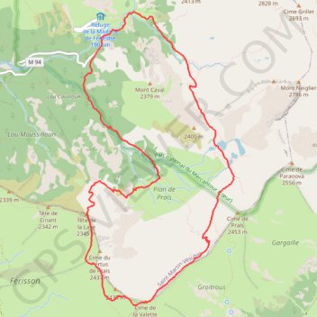 Trace GPS Cime de la Valette et lac de Prals, itinéraire, parcours