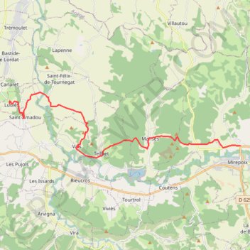 Trace GPS De Mirepoix à Ludiès (Chemin du Piémont Pyrénéen), itinéraire, parcours