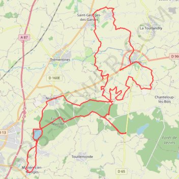 Trace GPS Forêt de Nuaillé, Vezins, Saint-Georges-des-Gardes, itinéraire, parcours