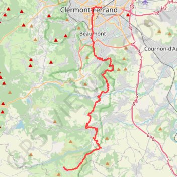 Trace GPS La Via Arverna (Clermont-Ferrand - Olloix), itinéraire, parcours