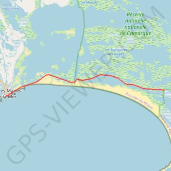 Trace GPS Digue de la mer - Les Saintes-Maries-de-la-Mer, itinéraire, parcours