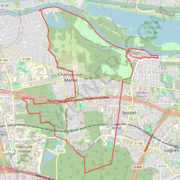 Trace GPS Champs-sur-Marne, itinéraire, parcours