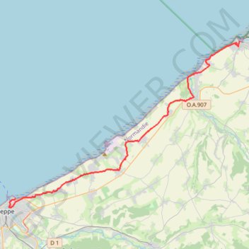 Trace GPS Dieppe / Le Tréport, itinéraire, parcours