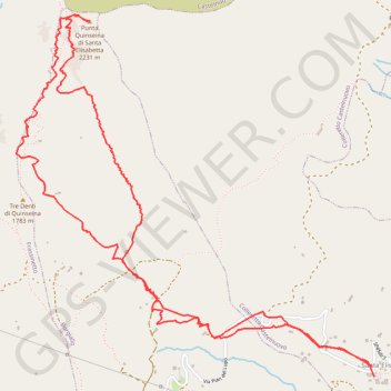 Trace GPS Quinseina (Punta Sud), itinéraire, parcours