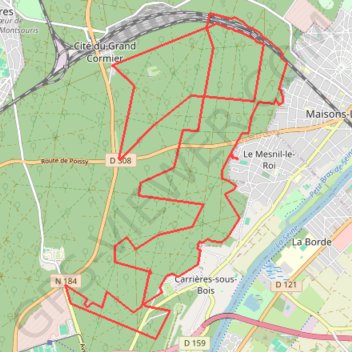Trace GPS 28 km G3 De la Croix de St Simon vers le Rond Royal du Chateau, itinéraire, parcours