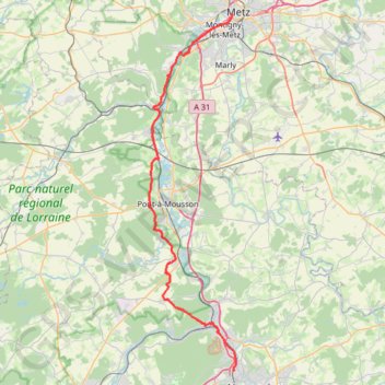 Trace GPS Marche Nancy - Metz, itinéraire, parcours