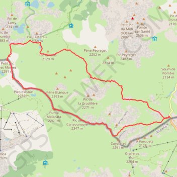 Trace GPS Pics d'Anéou, de Canaourouye et des Moines en boucle par le col du Pourtalet et le lac Paradis, itinéraire, parcours