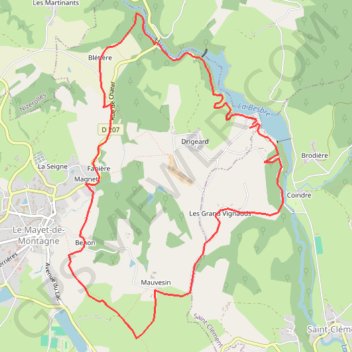 Trace GPS Entre Saint-Clément et Le Mayet-de-Montagne, itinéraire, parcours