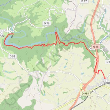 Trace GPS Tanus-Pampelone, itinéraire, parcours