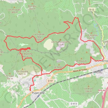 Trace GPS Puget Ville, itinéraire, parcours
