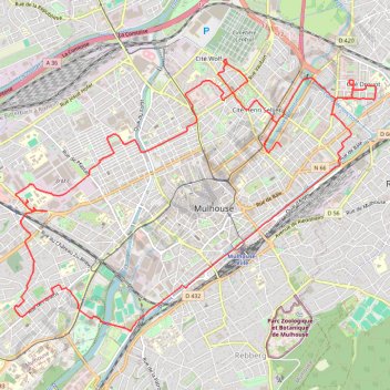 Trace GPS Les cités ouvrières de Mulhouse, itinéraire, parcours