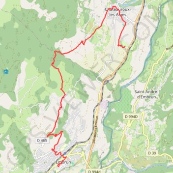 Trace GPS Sentier vers Saint-Jacques (Châteauroux-les-Alpes - Embrun), itinéraire, parcours
