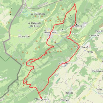 Trace GPS Suchet - Aiguilles de Baulmes - Chasseron, itinéraire, parcours