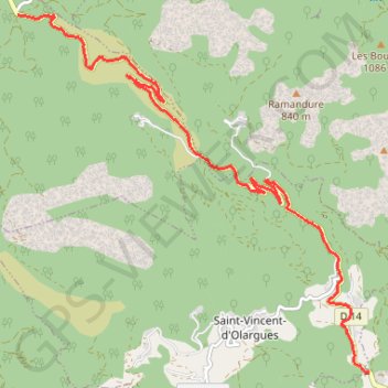 Trace GPS Olargues : Montée de Fontfroide, itinéraire, parcours