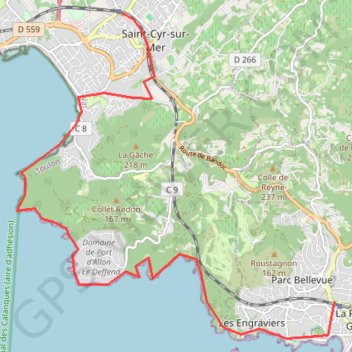 Trace GPS Bandol Saint cyr, itinéraire, parcours